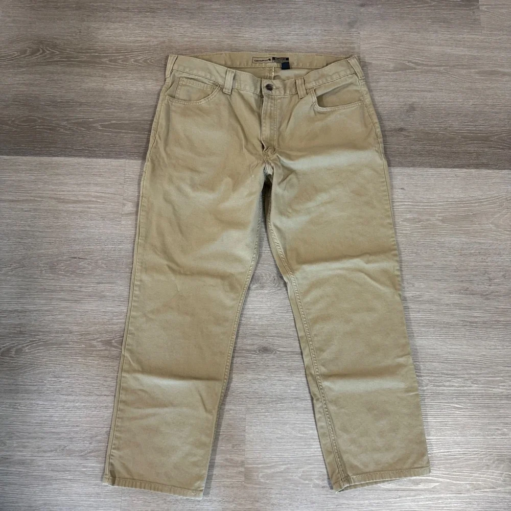 Carhartt Rugged Flex Work Pants Mens 38x30 Tan Relaxed Fit 102517 DKH Canvas